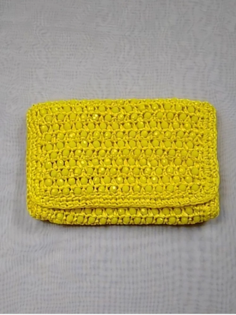 Handwoven Yellow Crochet Clutch Wristlet - Chic Women's Accessory